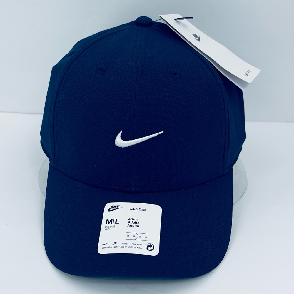 NIKE, HAT/CAP UNISEX, NAVY BLUE COLOR, UNISEX, ADJ STRAP,WHITE LOGO EMBROIDERED